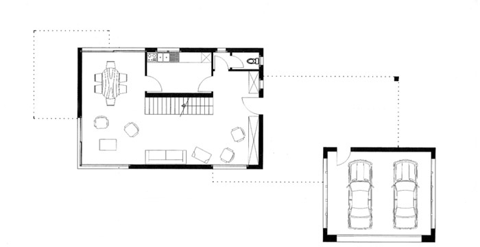 Maison contemporaine GMT (77) : Plan du rez-de-chausse.