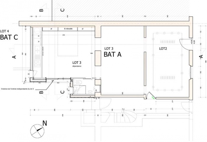 Extension en coeur d'lot / Atelier d'artiste : Plan RdC