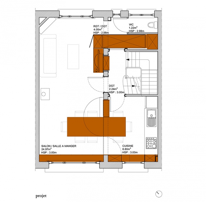 MUR TIROIR, restructuration et amnagement intrieur d'une maison individuelle  Marcq en Baroeul : plan_projet